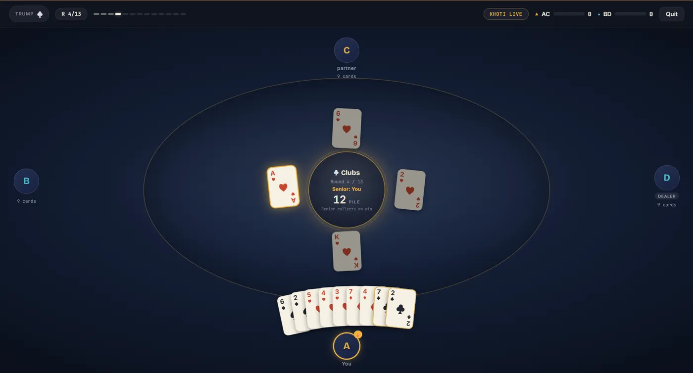 Trump Card multiplayer game interface